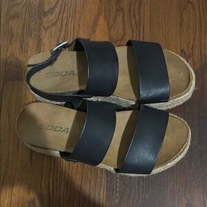 Soda Black Sandals with Adjustable Buckle